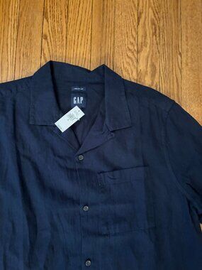 Mens Blue Linen button down